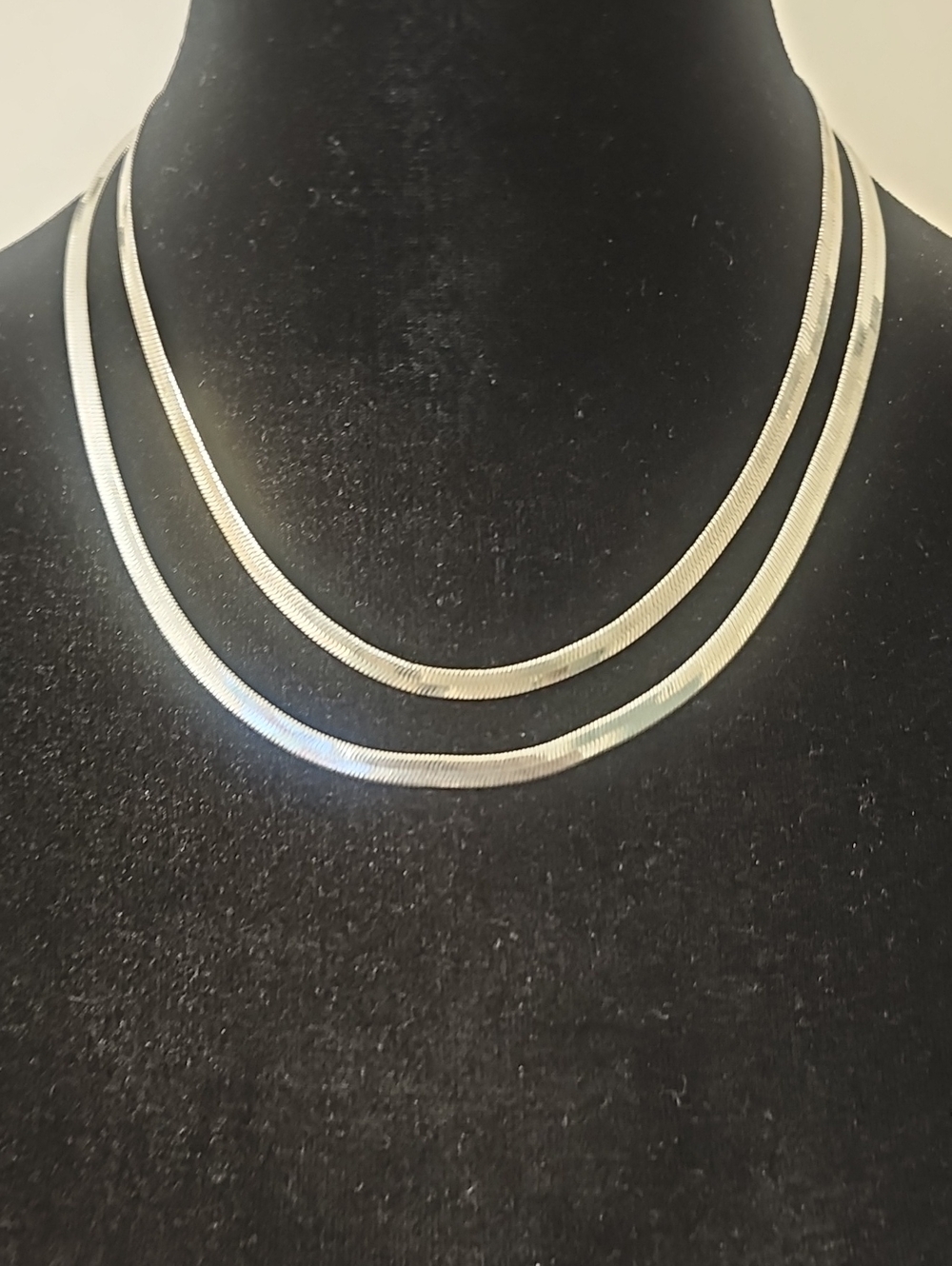 NWOT Elegant Double-Layer Silver Tone Herringbone Necklace